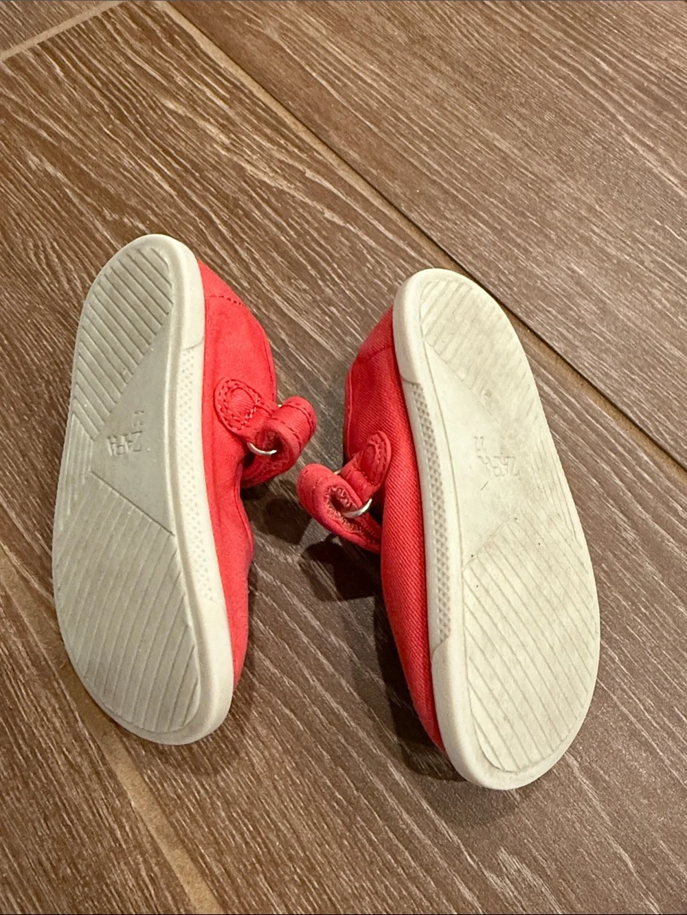Zara Coral-Red Barefoot Canvas Mary Jane Shoes for Kids